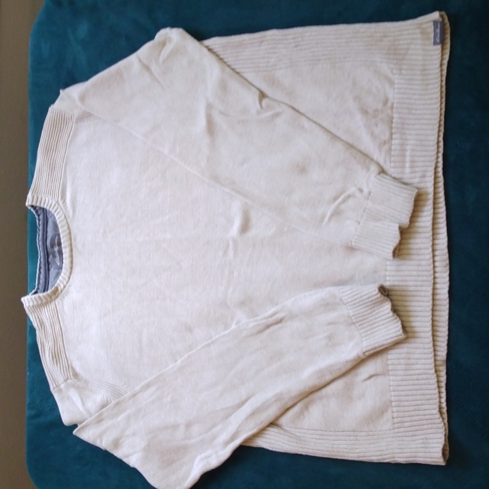 Eddie Bauer TXL Beige/Cream Cotton Crewneck Sweater - Picture 3 of 11